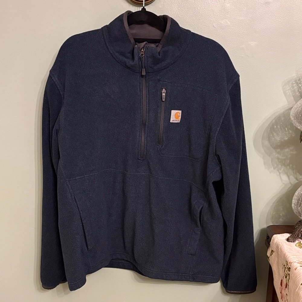 Carhartt Half Zip Fleece Pullover Men’s XL Navy Workwear Sweater Relaxed Fit
